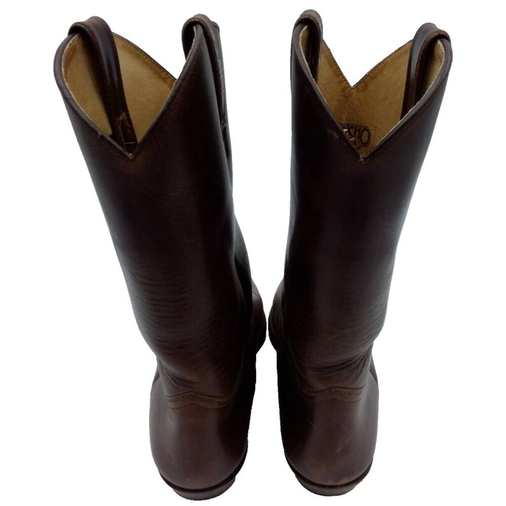 Sancho Men's Cowboy Boots Size 44 Brown Leather Snipped Toe Made in Spain 10 US - Picture 3 of 16
